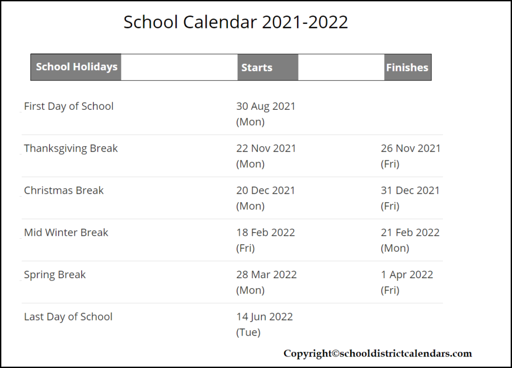 California Calendar Holidays 2021 School District Calendars