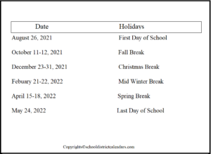Sioux Falls County School District Proposed Calendar 2021-2022