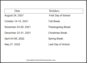Weber County School District Proposed Calendar 2021-2022