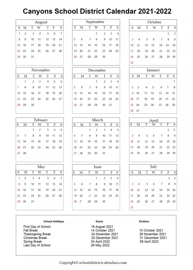 Canyons School District Utah Calendar Holidays 2021 School District 