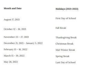 Cherry Creek School District 2021-2022 Holidays Calendar
