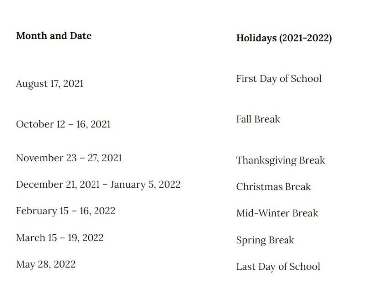 Cherry Creek School District 2021 2022 Holidays Calendar School 
