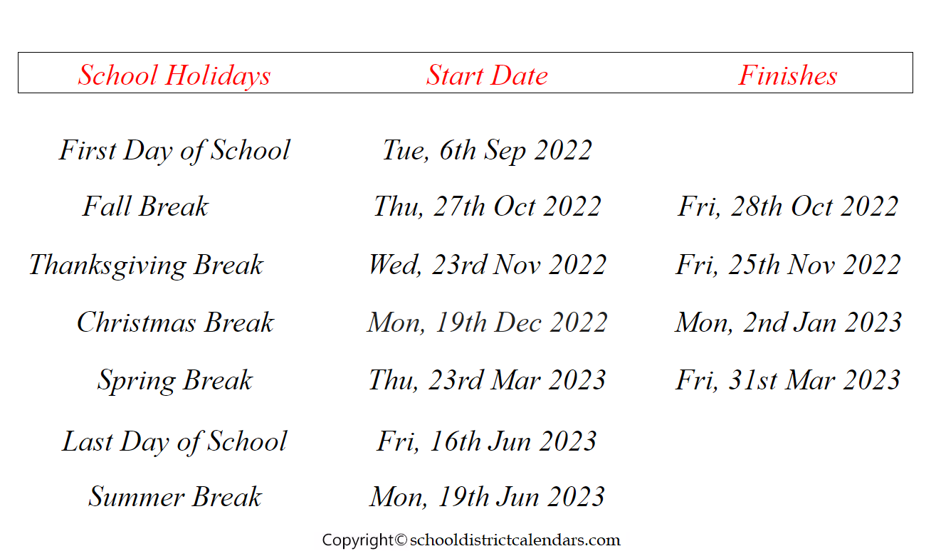 Salem Keizer School District 20222023 Calendar With Holidays