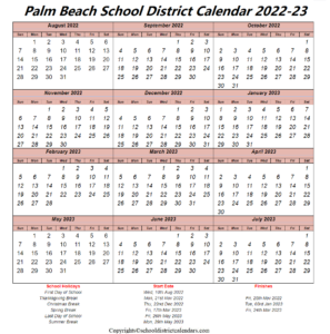 Palm Beach School District Calendar 2022-2023