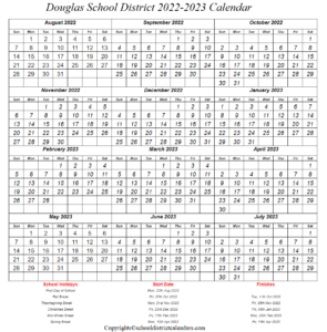 Douglas School District 2022-2023 Calendar