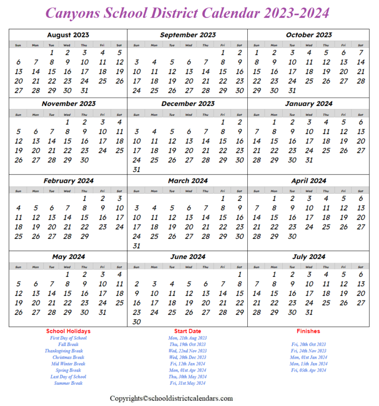 Canyons School District Calendar 2023 2024 School District Calendars