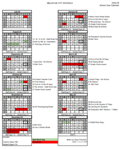 Bellevue County School District Proposed Calendar 2025-2026