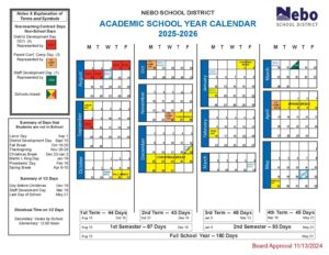 Nebo County School District Proposed Calendar 2025-2026