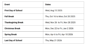 Nebo School District Holidays Calendar 2025-2026