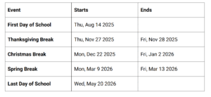 Anchorage County School District Proposed Calendar 2025-2026