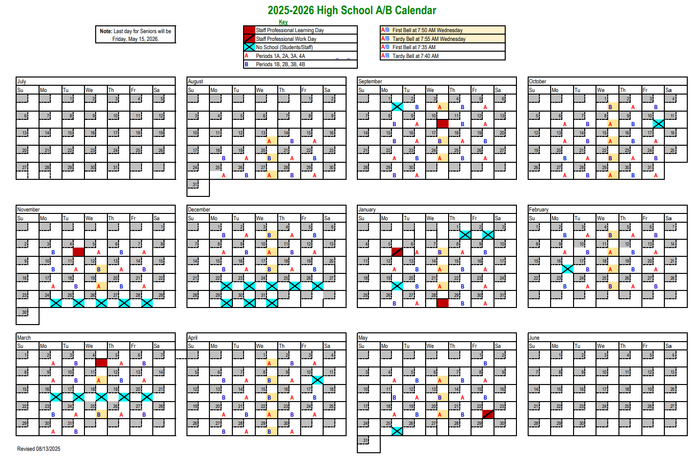 West Ada School District Calendar 2025-2026
