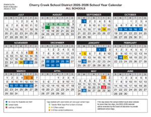 Cherry Creek School District Calendar 2025-2026