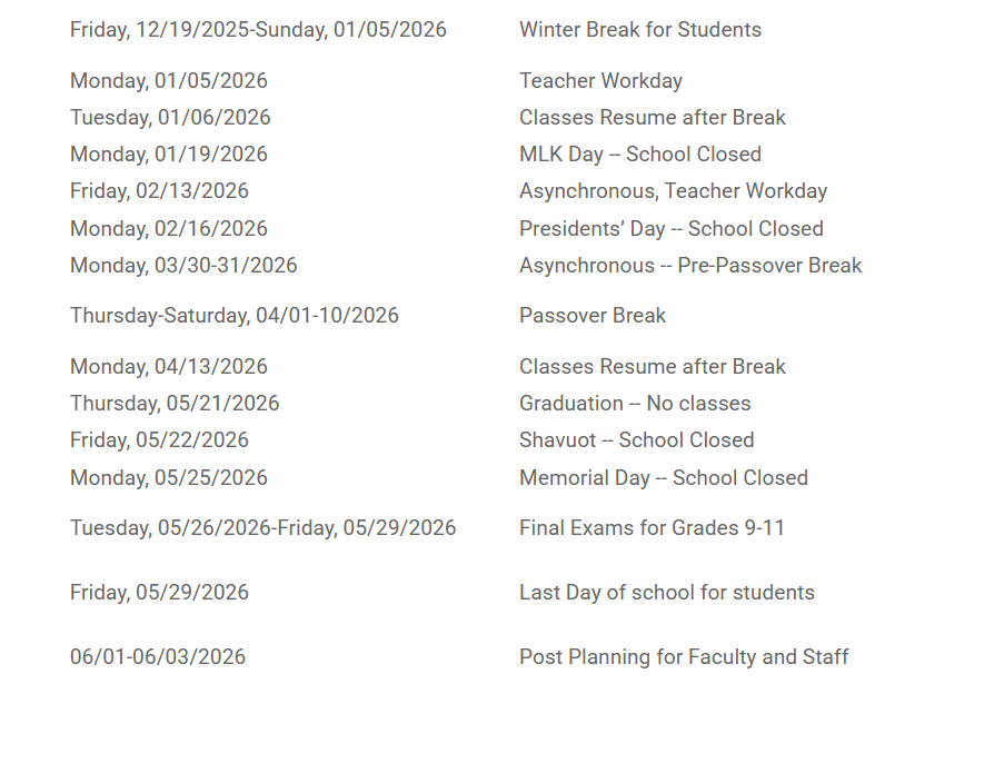 Weber School District Holidays Calendar 2025-2026