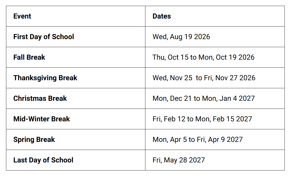 Alpine School District Calendar Holidays 2026-27