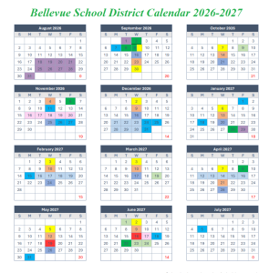 Bellevue School District, Washington Calendar Holidays 2026-2027