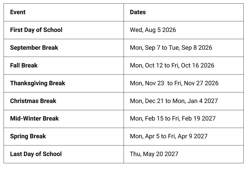 Douglas School District Holidays 2026-2027 Calendar
