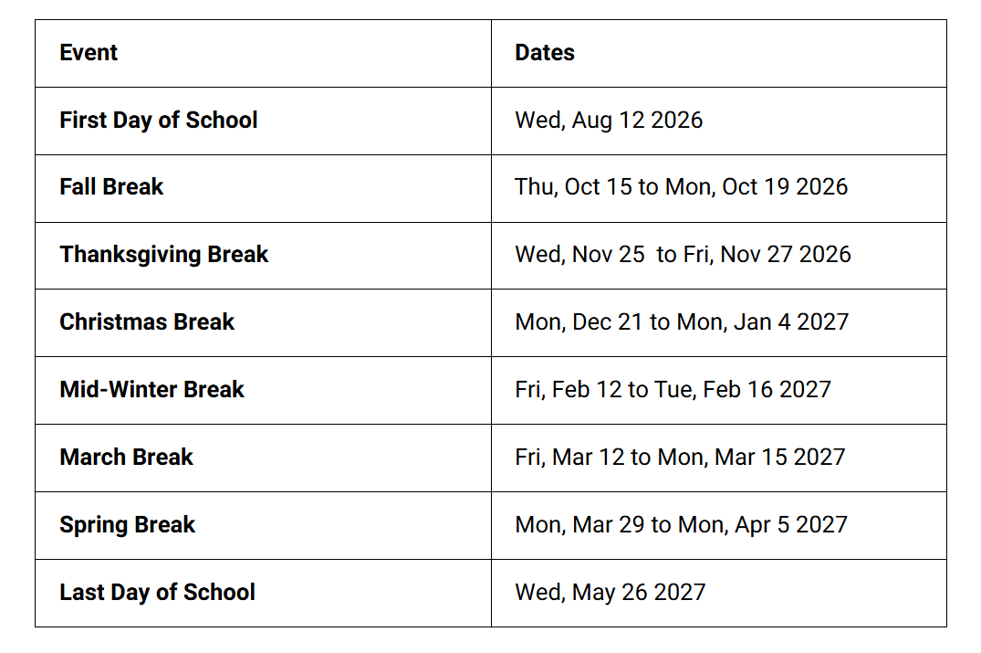 Granite School District Calendar Holidays 2026-2027