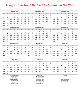 Issaquah School District Calendar 2026-2027