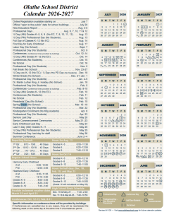 Olathe County School District Proposed Calendar 2026-2027