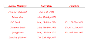 Olathe School District, Kansas Calendar Holidays 2026-2027