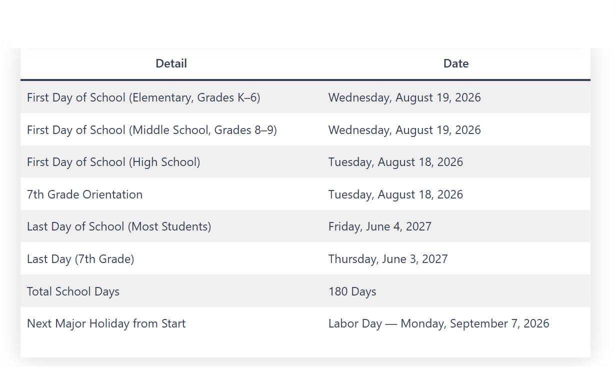 Jordan School District Calendar Holidays 2026-2027