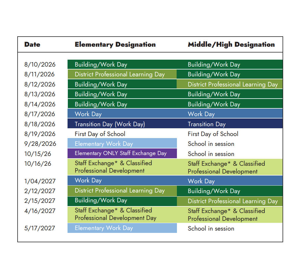Poudre School District Calendar Holidays 2026-2027
