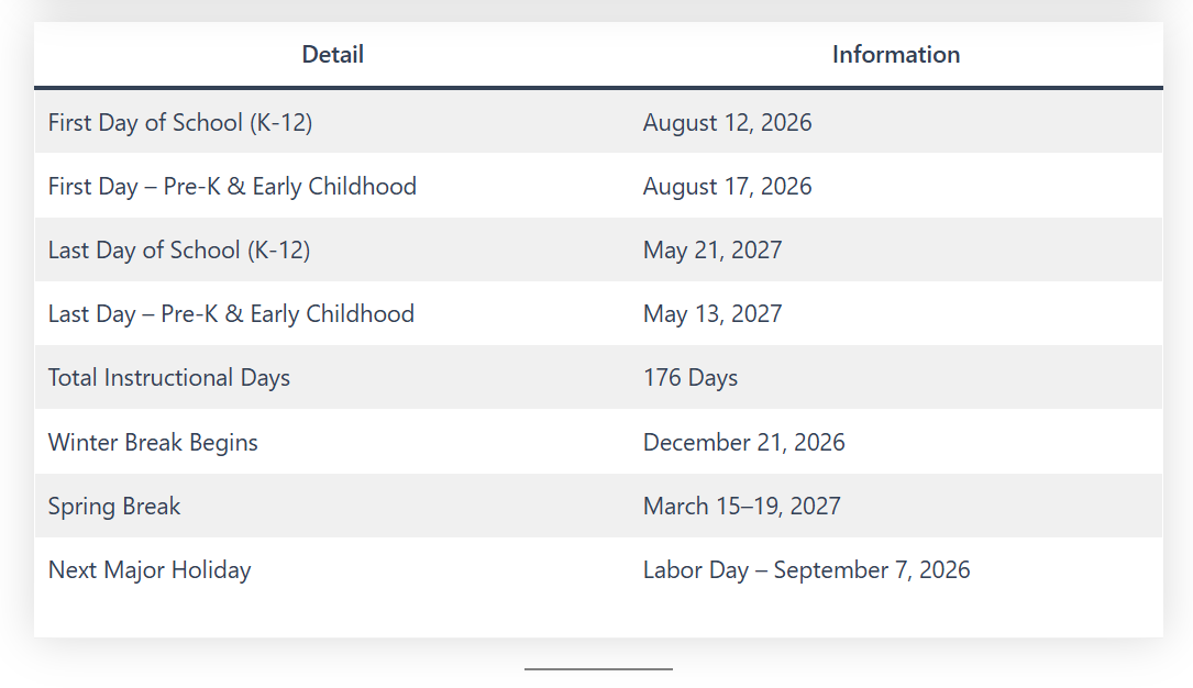 Boise School District Calendar Holidays 2026-2027
